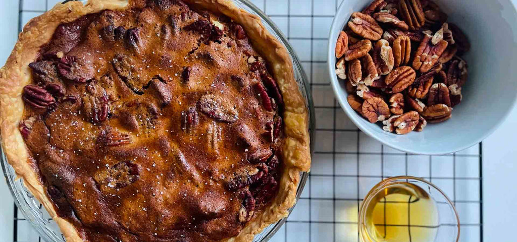 Reduced Sugar Bourbon Maple Pecan Pie
