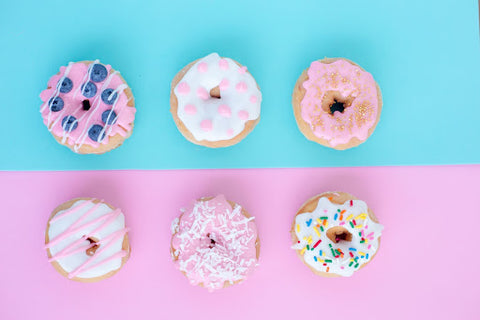 Pink and blue donuts
