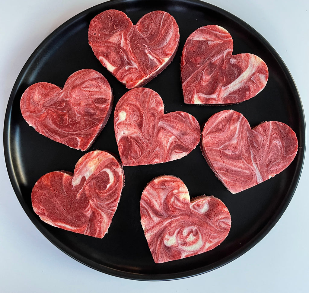 SUGAR-FREE RED VELVET CHEESECAKE BROWNIE HEARTS
