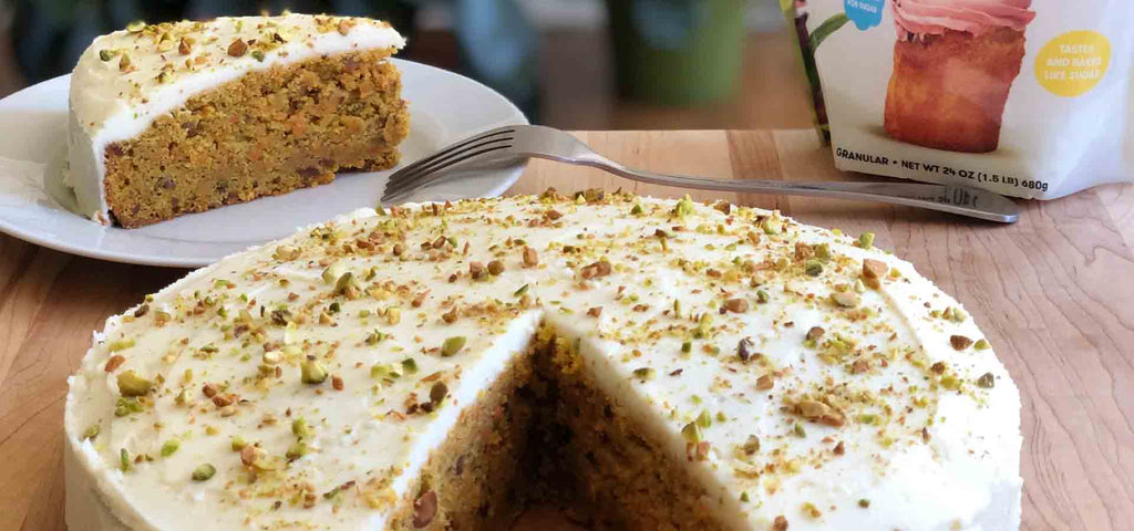 SUGAR-FREE CARDAMOM-PISTACHIO CARROT CAKE