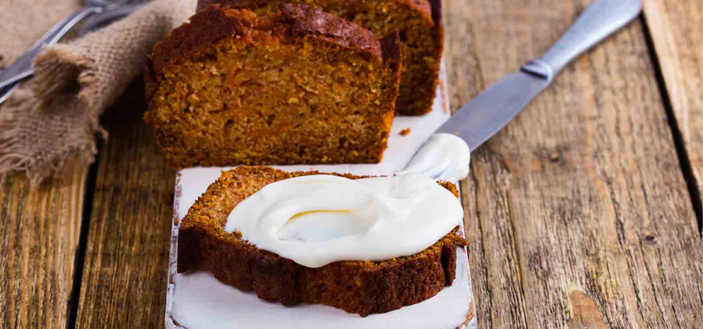 Reduced Sugar Pumpkin Loaf with Keto Cream Cheese Frosting