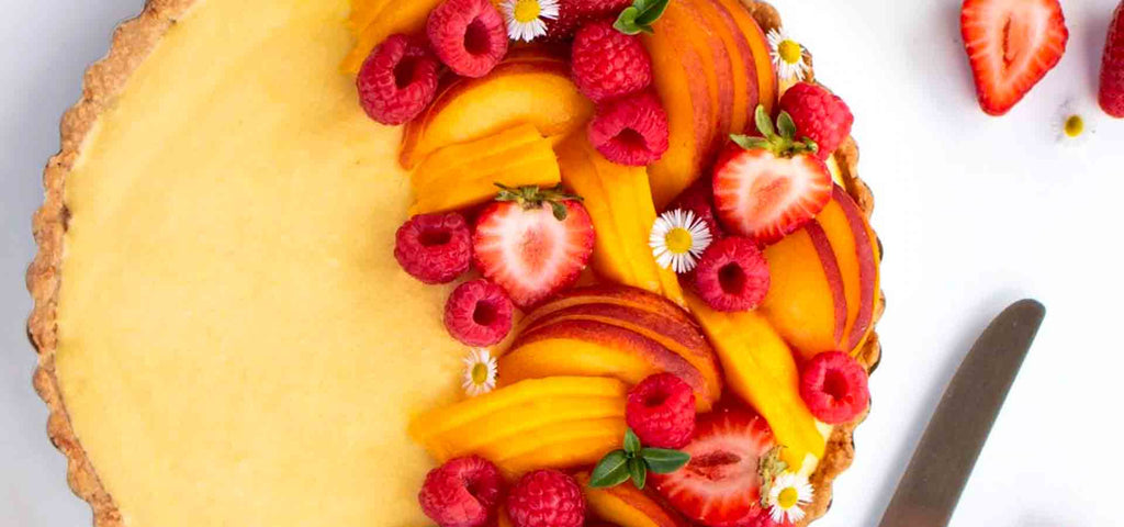 Low Sugar Mango Peach Fridge Tart Recipe