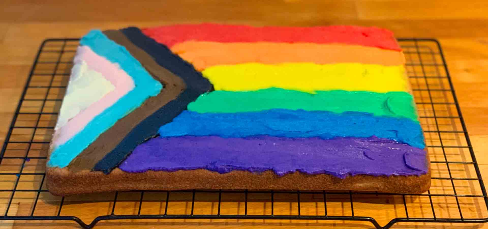 Pride Flag Vanilla Sheet Cake with Buttercream Frosting