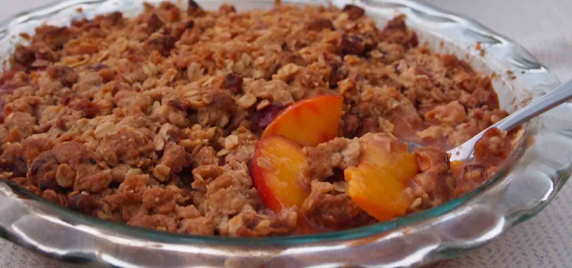 Southern Style Pecan Peach Crisp Recipe - Low Sugar