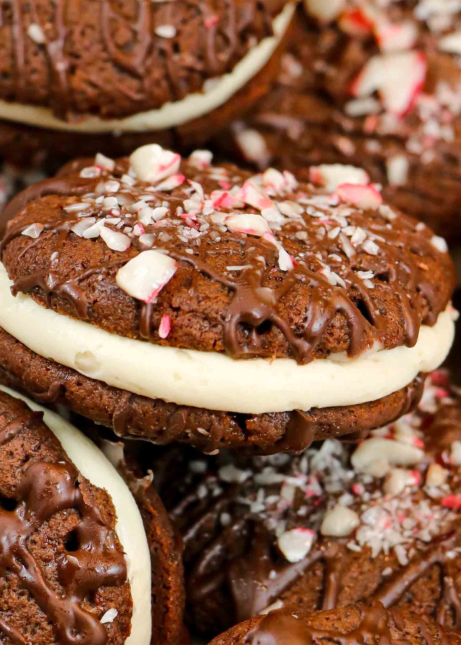 Reduced Sugar Peppermint Brownie Cookie Sandwich Recipe