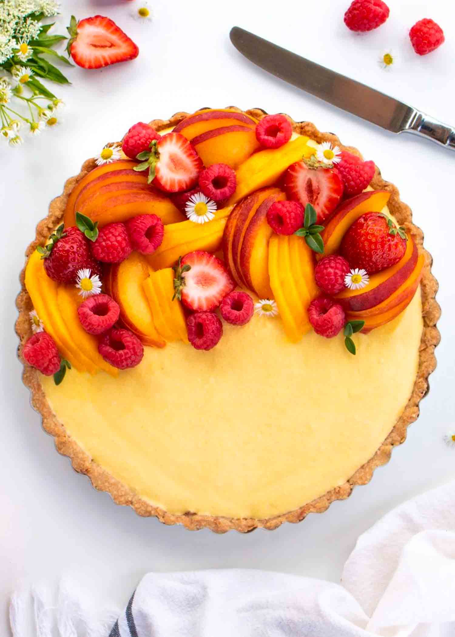 Reduced Sugar Mango Peach Fridge Tart Recipe