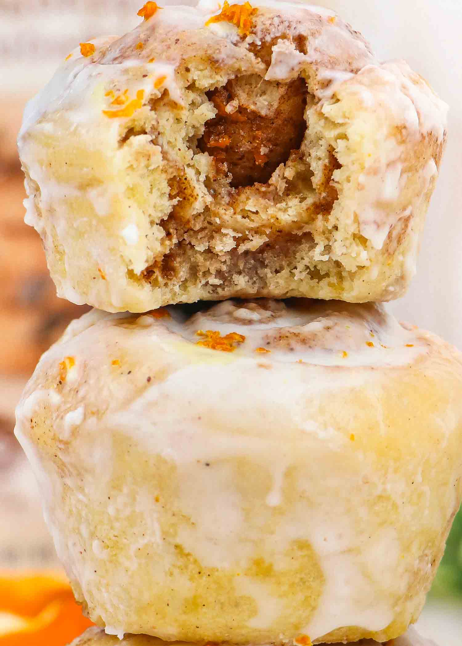 Reduced Sugar Orange Swirled Cinnamon Roll Muffins Recipe