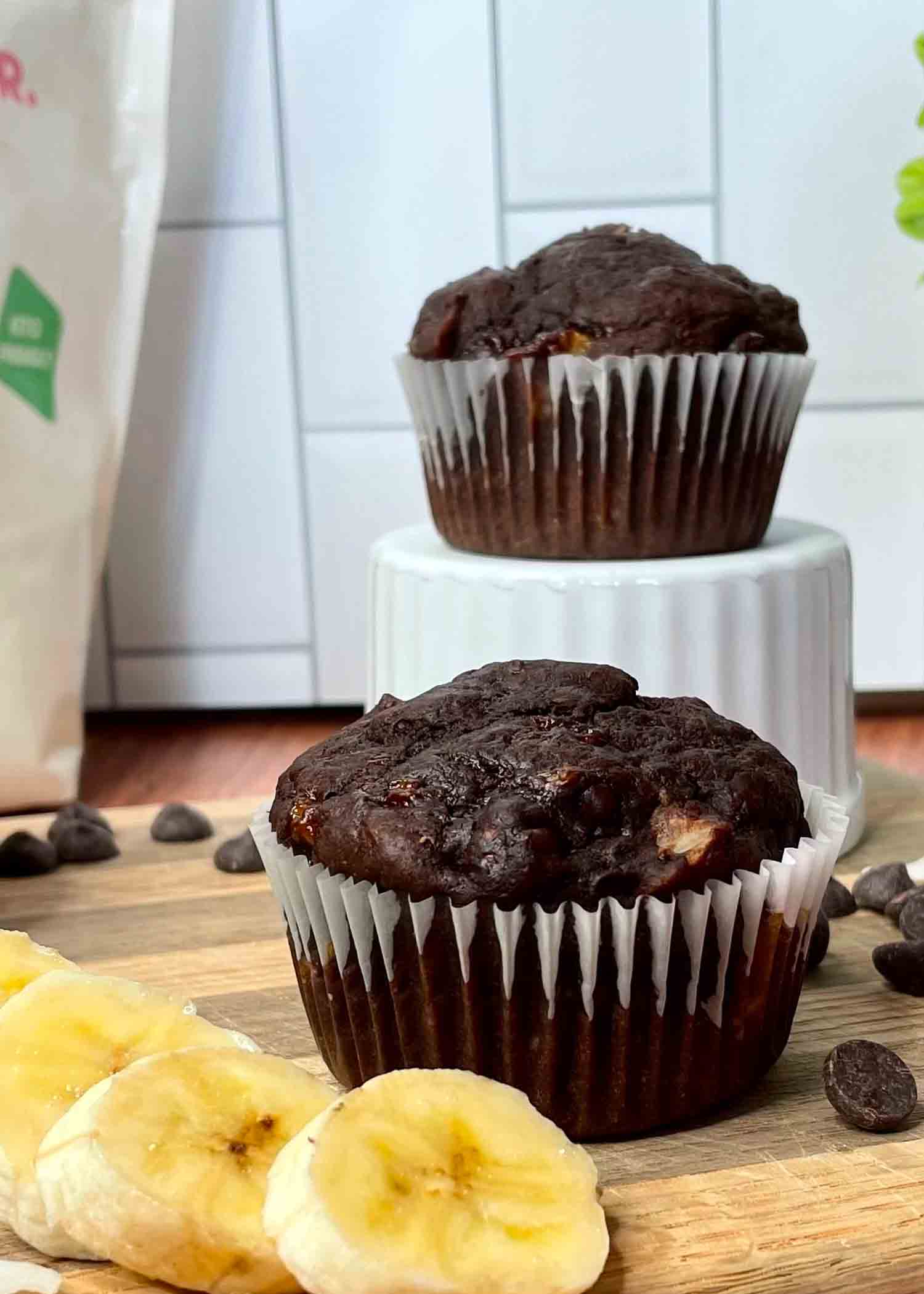 Low Sugar Chocolate Coconut Banana Muffin Recipe