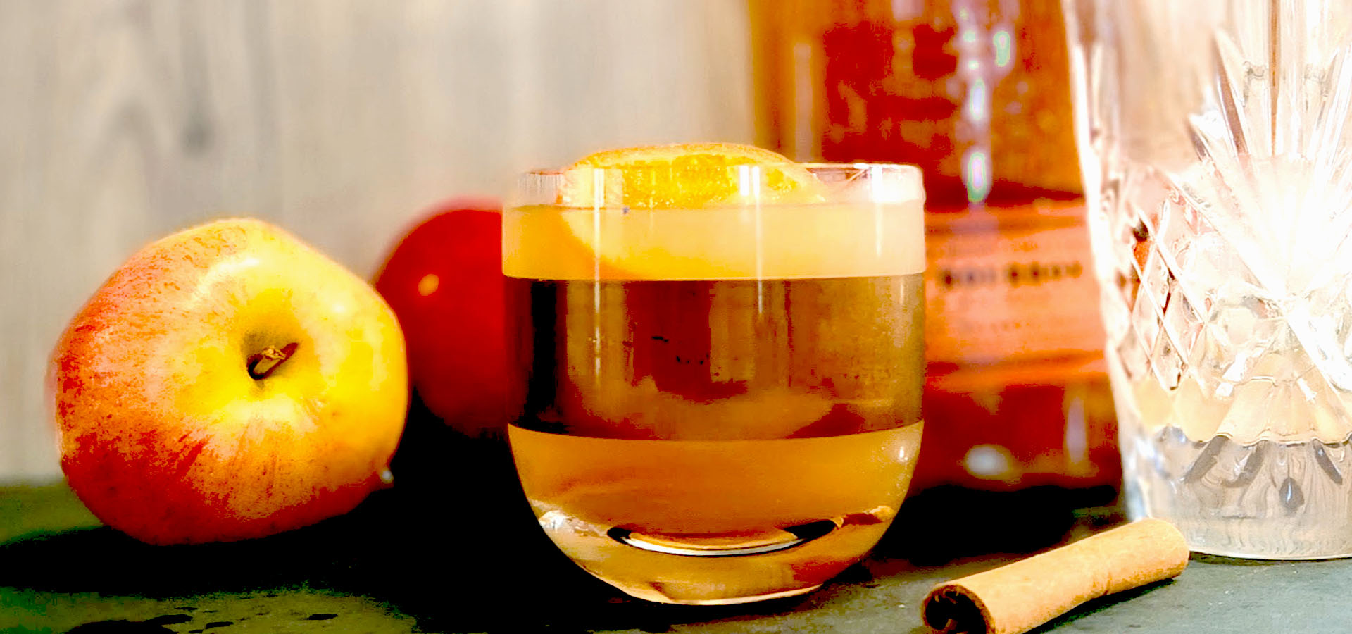 Reduced Sugar Recipe for Apple Cider Whiskey Sour Cocktail