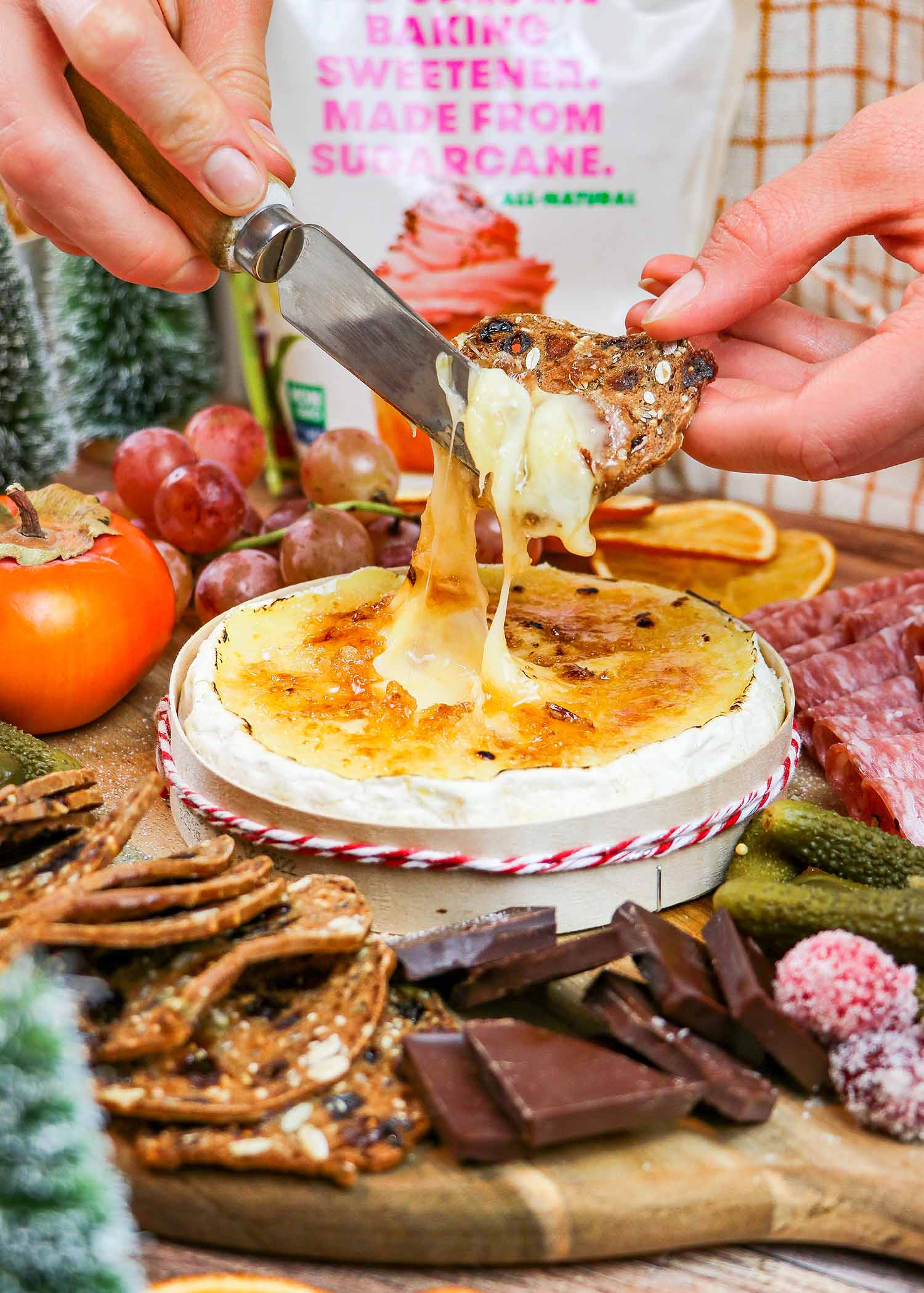 Baked Brie Charcuterie Board with Sugar-Free Topping Recipe