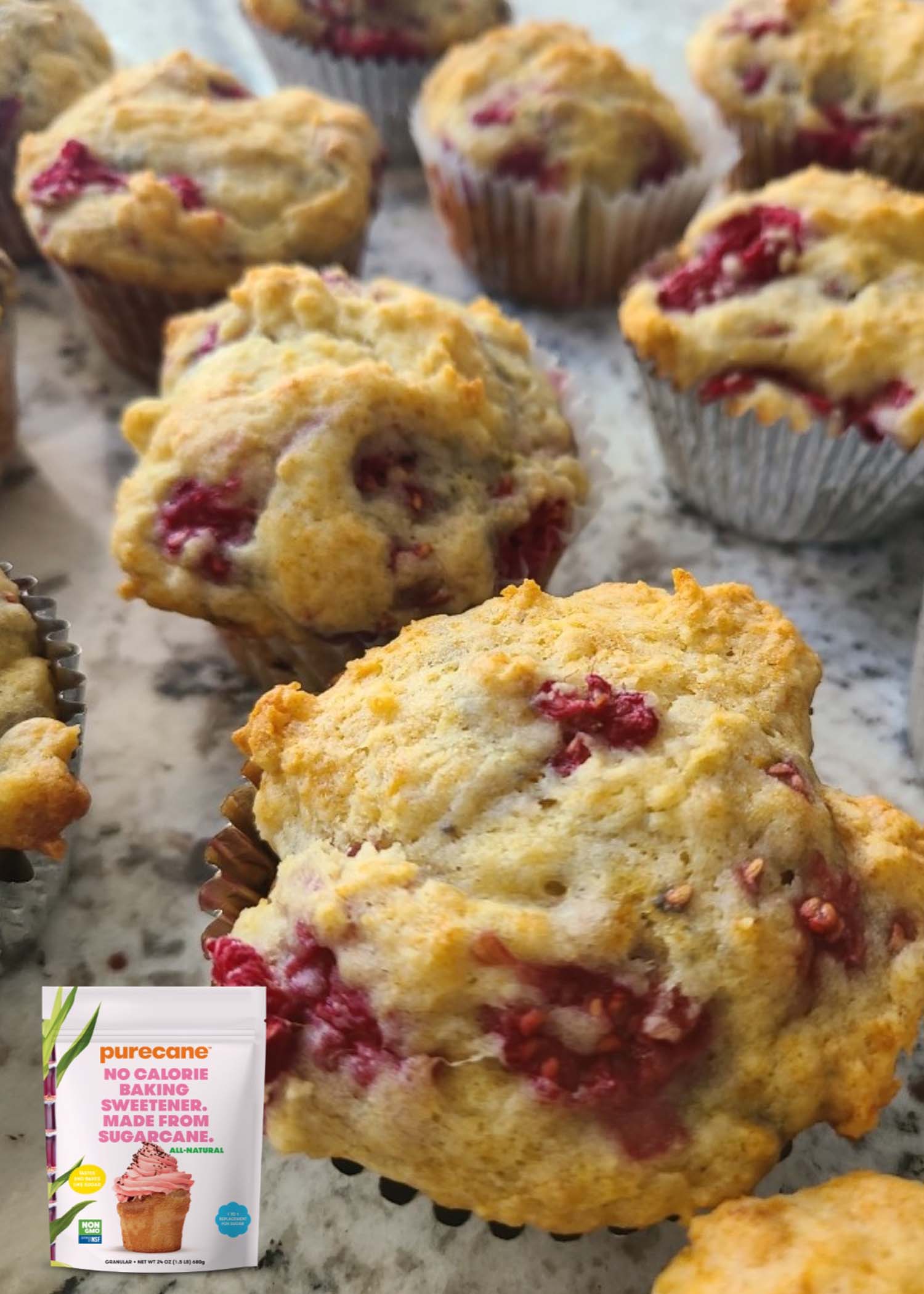 Reduced Sugar Lemon Raspberry Muffins Recipe