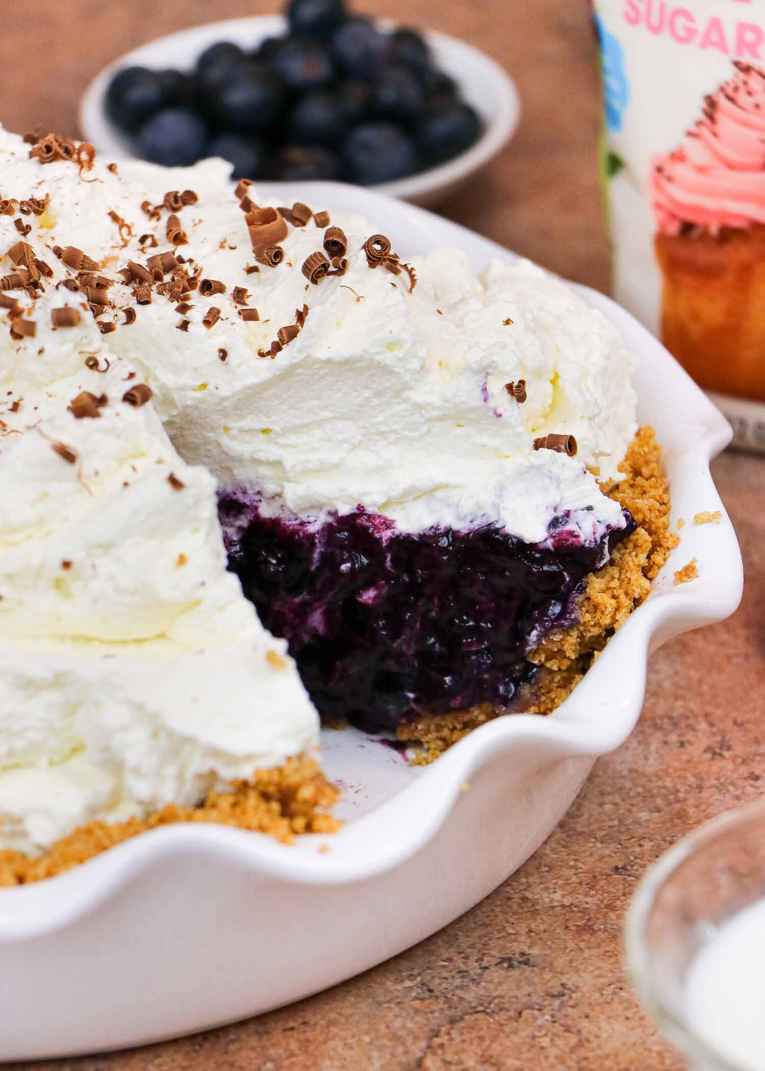 No Bake Blueberry Pie - Reduced Sugar Recipe