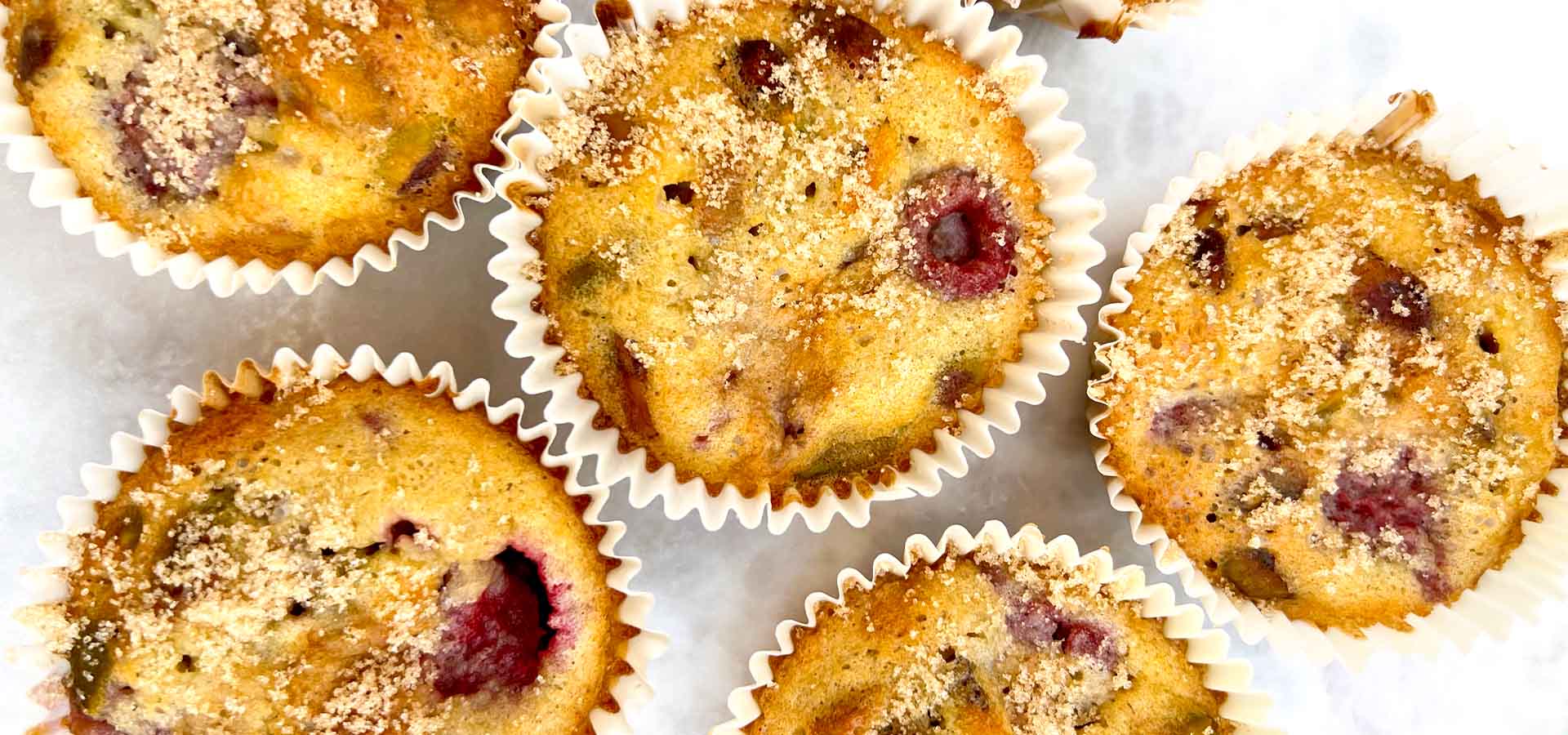 Reduced Sugar Raspberry Pistachio Muffins Recipe