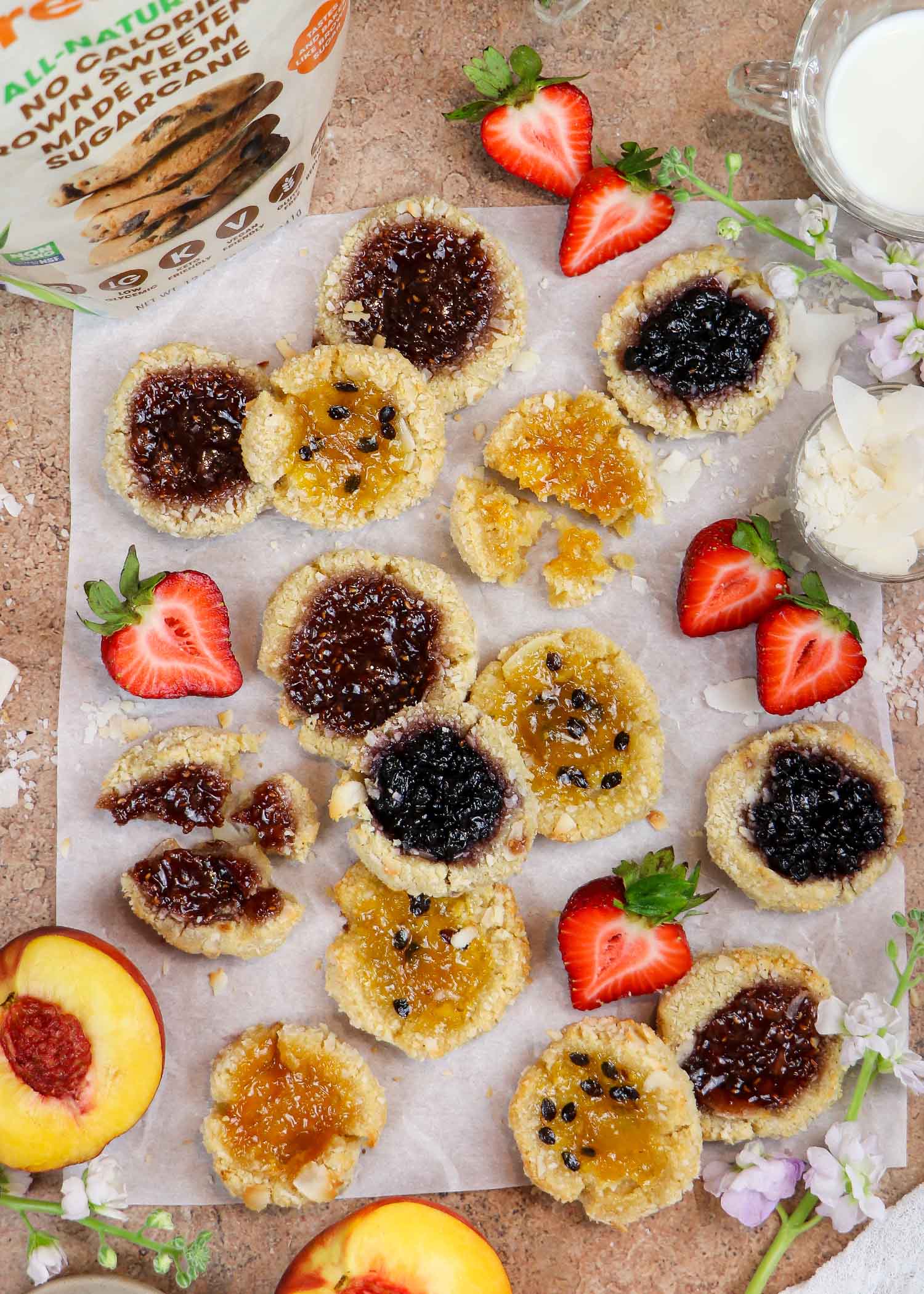 Coconut & Jam Thumbprint Cookies - Reduced Sugar Recipe